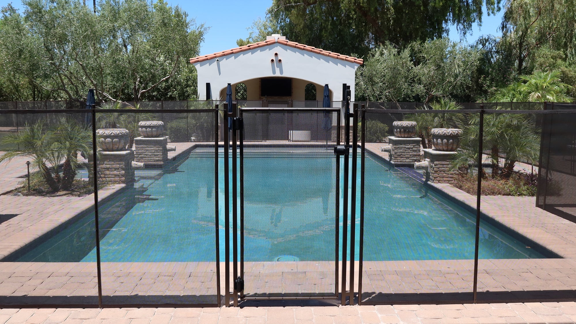 brown pool fence for kids